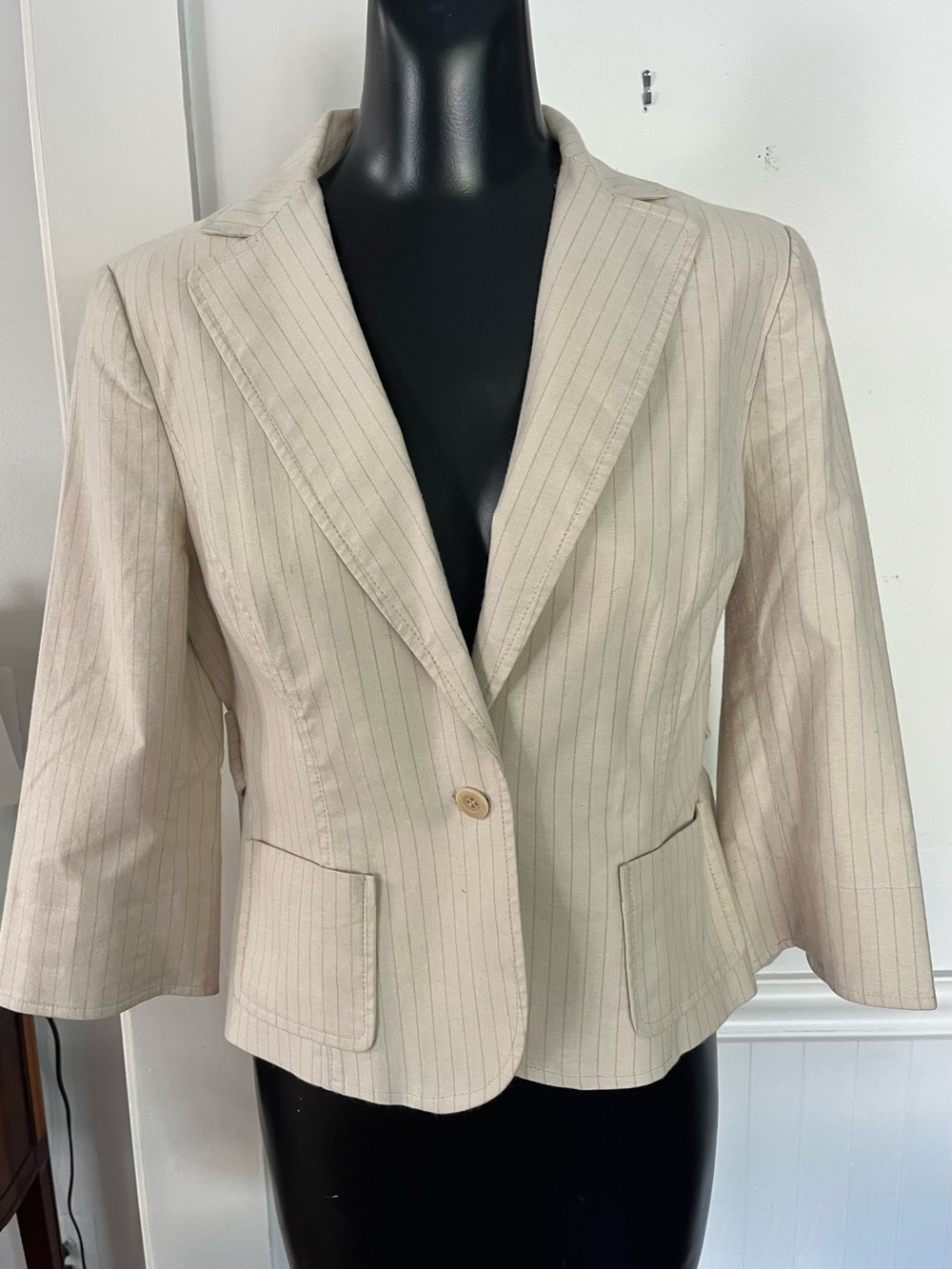 Worth Cream Pinstripe Cropped Blazer